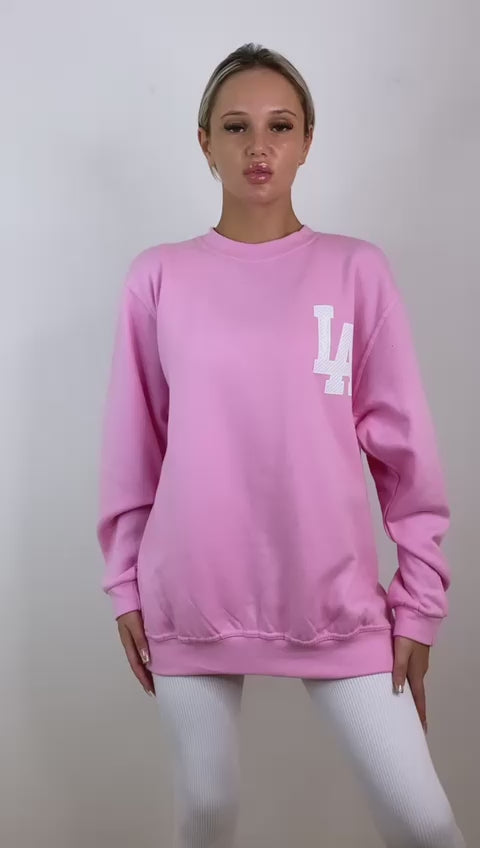 LA Slogan Oversized Longline Sweatshirt - Women's Fashion – Euphoria Fashion